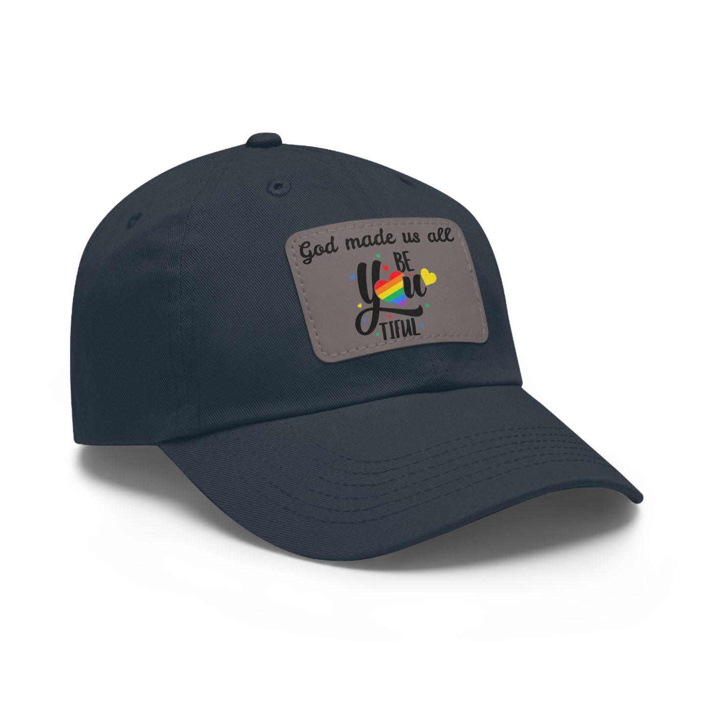 God Made Us All Dad Hat with Leather Patch (Rectangle)