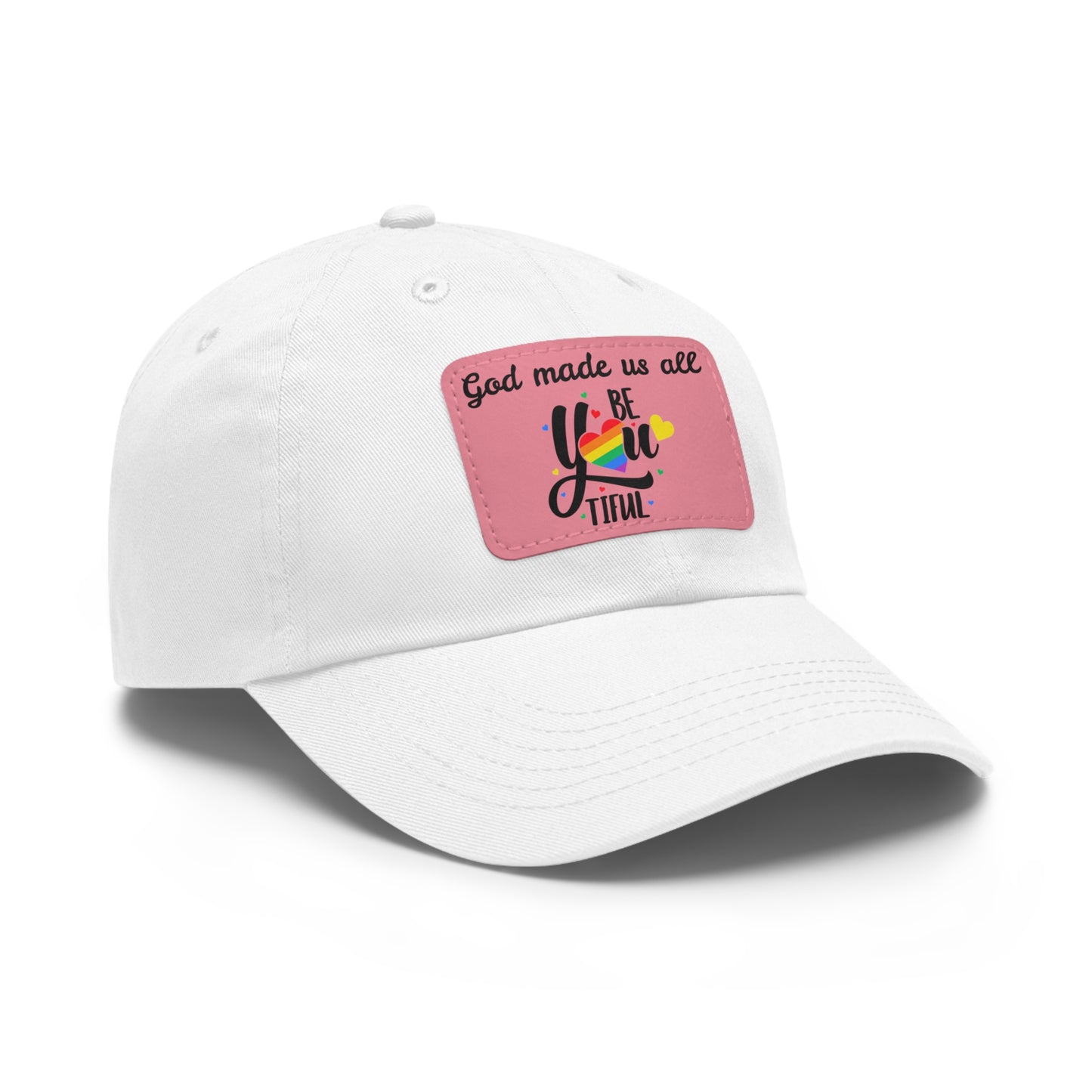 God Made Us All Dad Hat with Leather Patch (Rectangle)