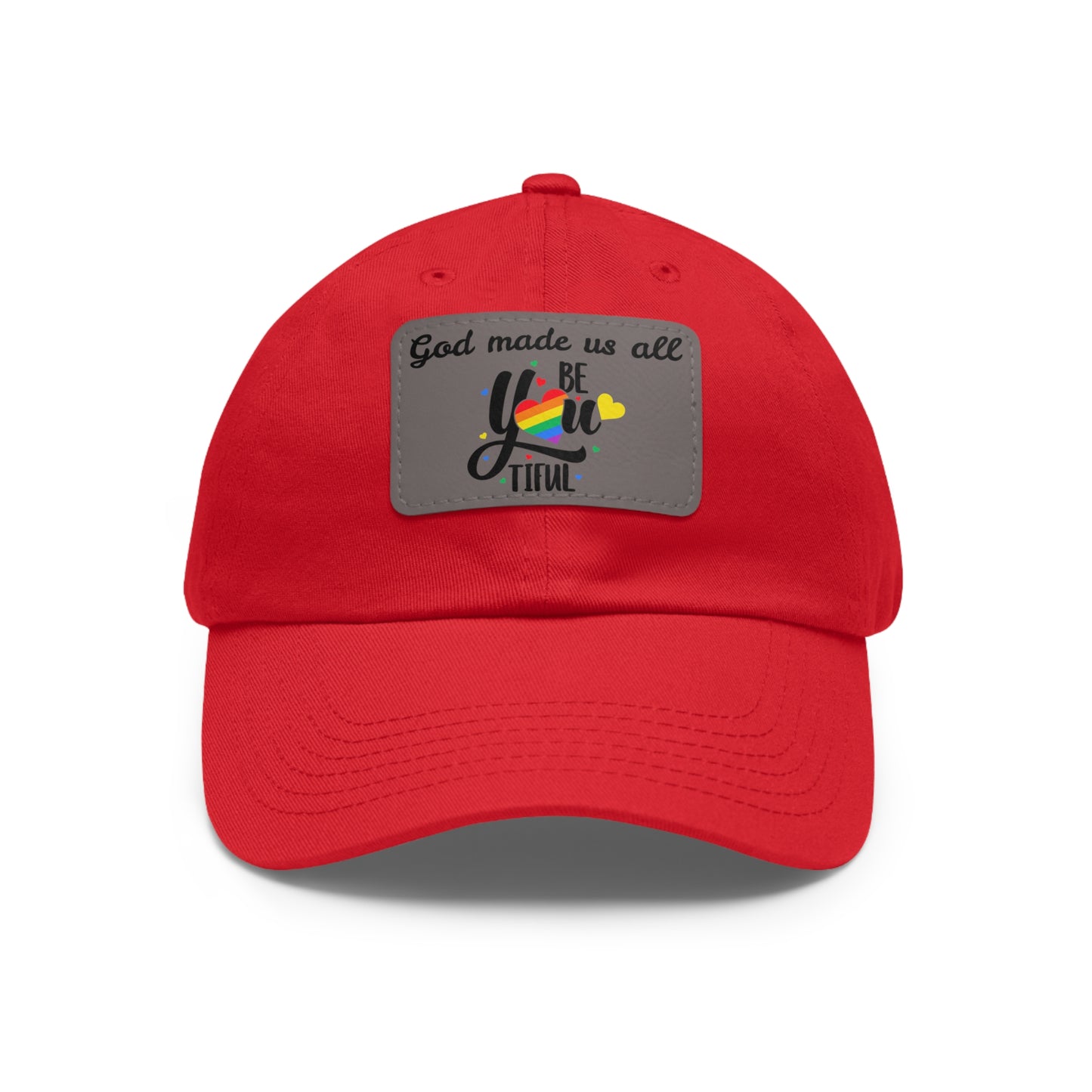 God Made Us All Dad Hat with Leather Patch (Rectangle)