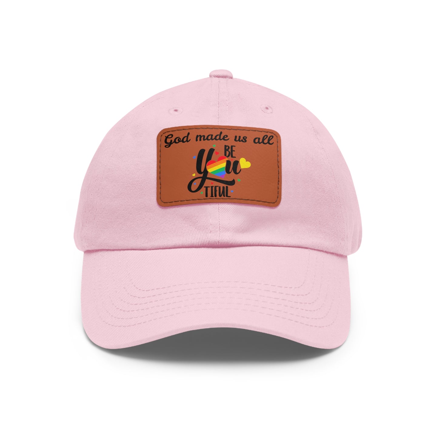 God Made Us All Dad Hat with Leather Patch (Rectangle)