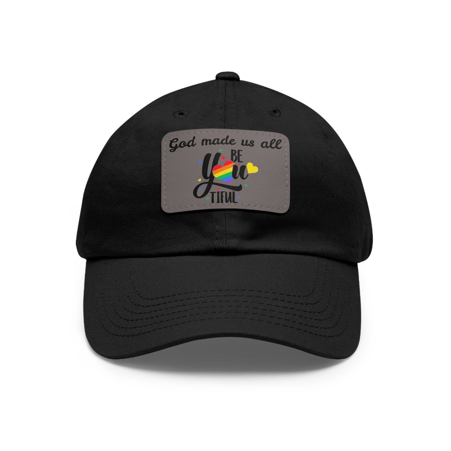 God Made Us All Dad Hat with Leather Patch (Rectangle)