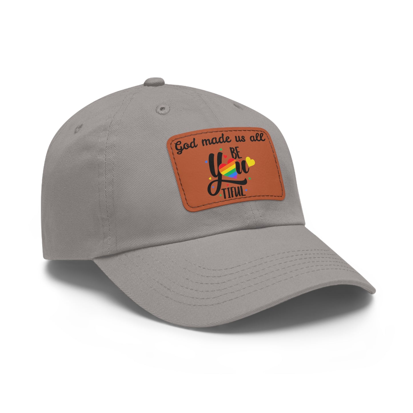 God Made Us All Dad Hat with Leather Patch (Rectangle)