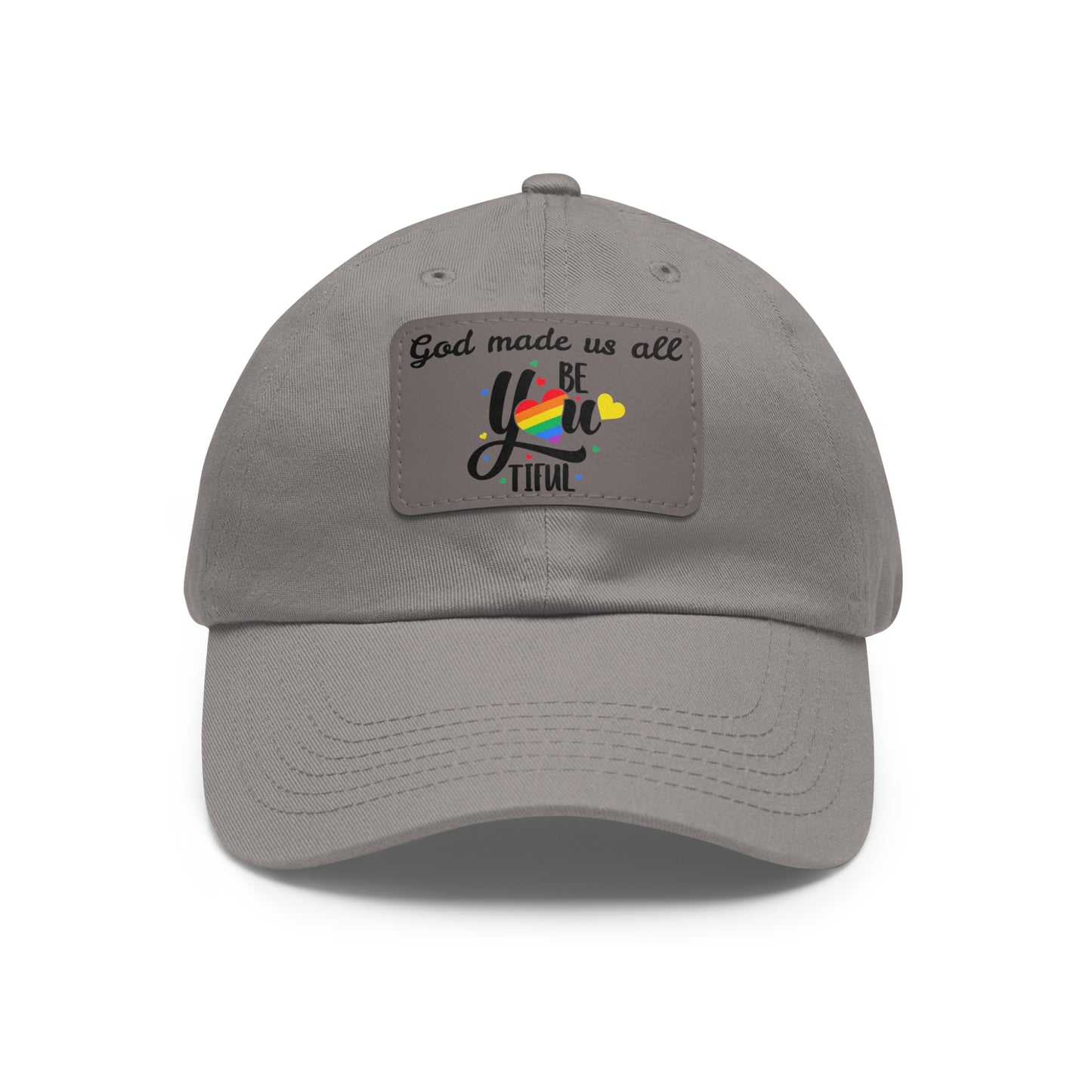 God Made Us All Dad Hat with Leather Patch (Rectangle)