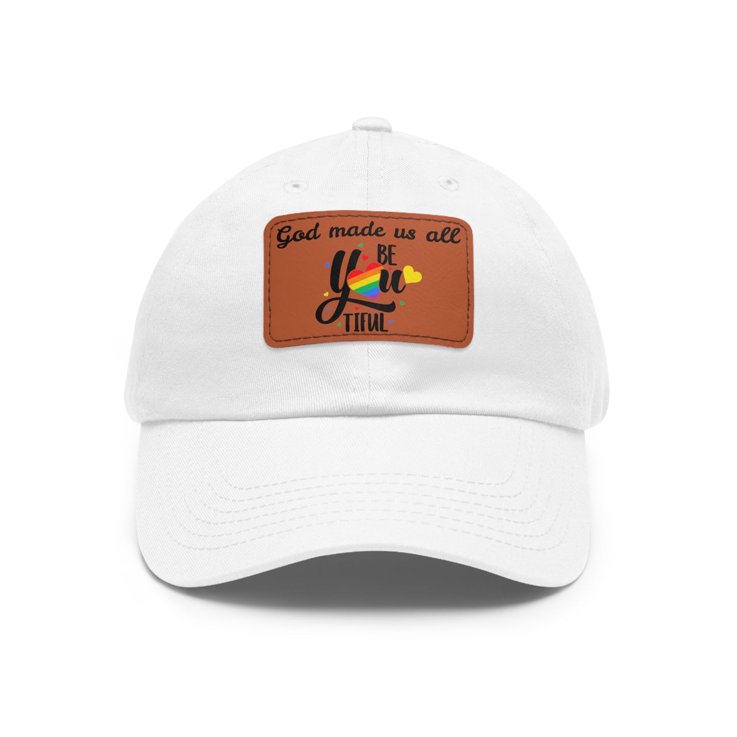 God Made Us All Dad Hat with Leather Patch (Rectangle)