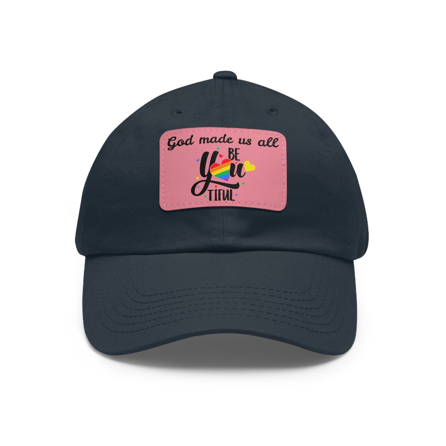 God Made Us All Dad Hat with Leather Patch (Rectangle)