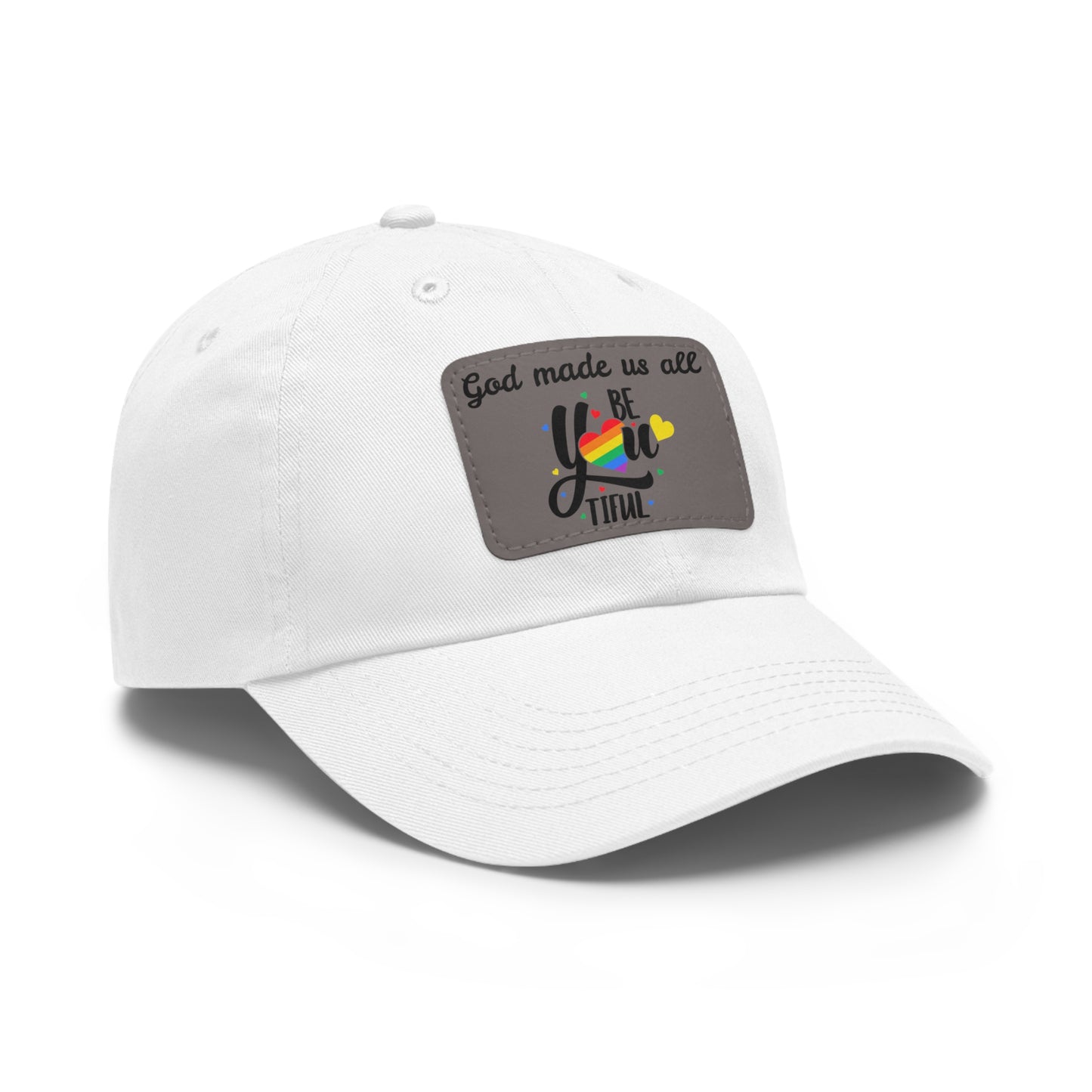 God Made Us All Dad Hat with Leather Patch (Rectangle)