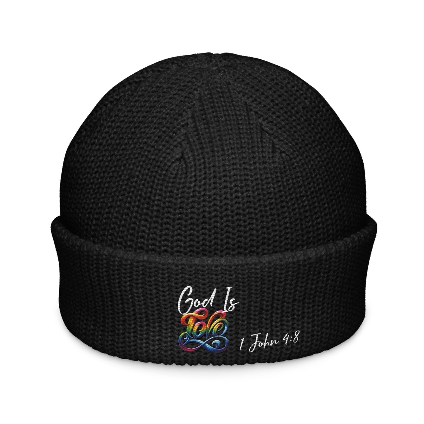 God is Love Fisherman beanie Dark