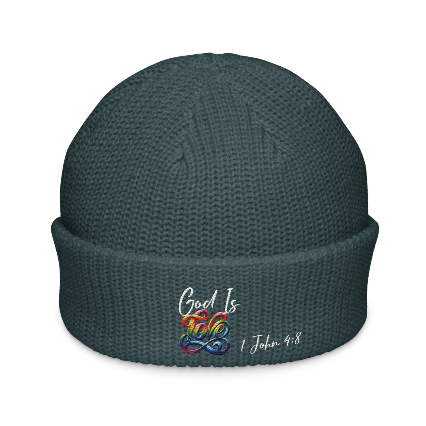 God is Love Fisherman beanie Dark